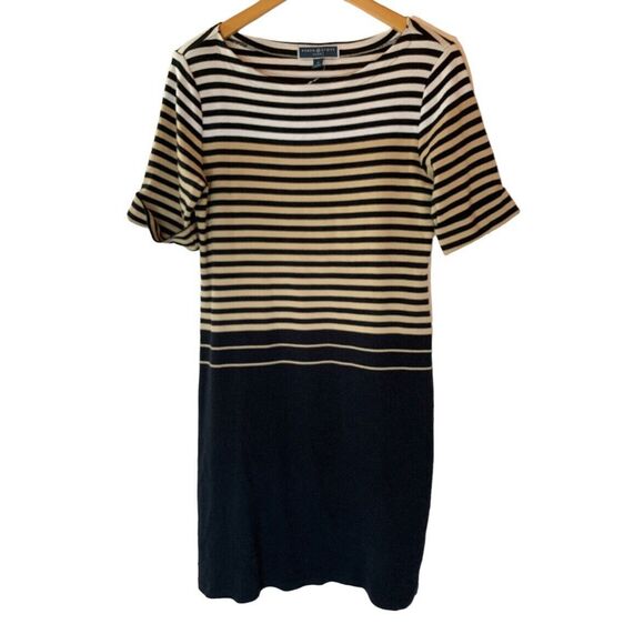 New Striped Tee Shirt Dress Small Stretchy Nautical Travel Vacation Cruise *Note - Picture 1 of 8